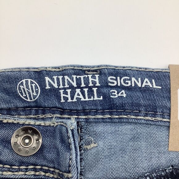 Ninth Hall Mens Stack Flare Snake Eagle Pocket Jeans Blue 34‎ x 36 NWT - Picture 7 of 12